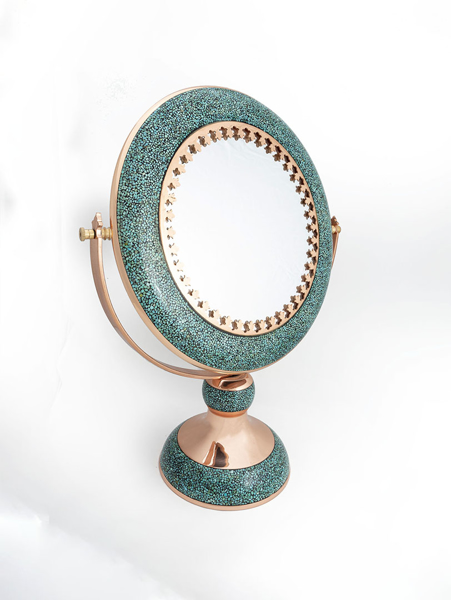 تصویر از آينه گرد ساده متوسط فيروزه كوب